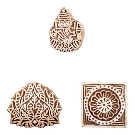 Set of 3 Piece New Mix Wooden Printing Block